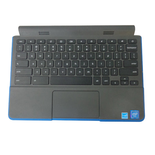 New Dell Chromebook 11 (3120) Palmrest Touchpad & Keyboard w/ Blue Trim