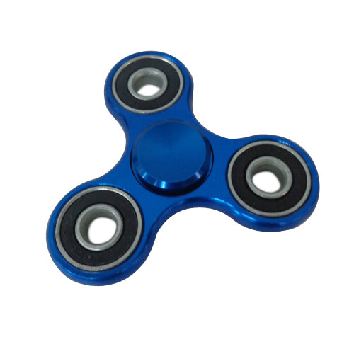 New Blue Tri Fidget Hand Spinner Aluminum Finger Stress Toy w/ Case