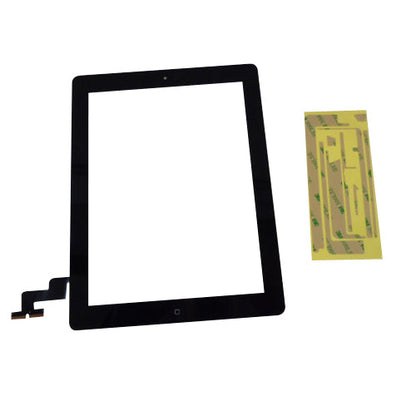 New Black Touch Screen Glass Digitizer, Home Button & Adhesive For iPad 2 Tablet
