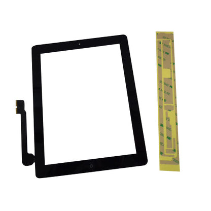 New Black Touch Screen Glass Digitizer, Home Button & Adhesive For iPad 3 iPad 4