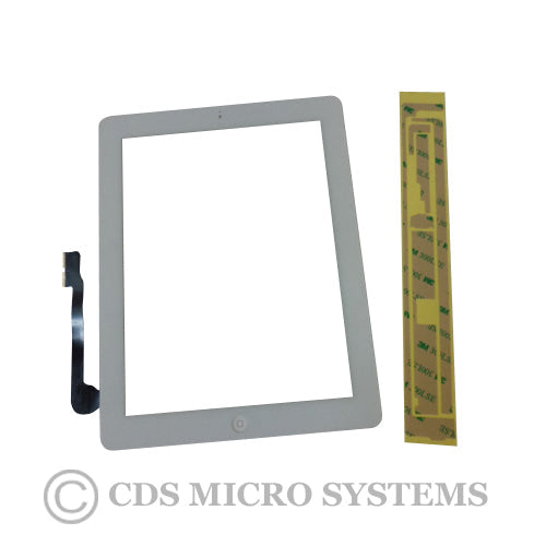New White Touch Screen Glass Digitizer, Home Button & Adhesive For iPad 3 iPad 4