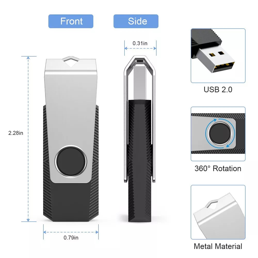 New 128GB USB Flash Drives USB 2.0 Black and Silver - LIQUIDATION SALE