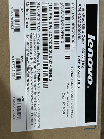 New Lenovo ThinkPad Ultra Dock With 90W Power Adapter N40A20090US